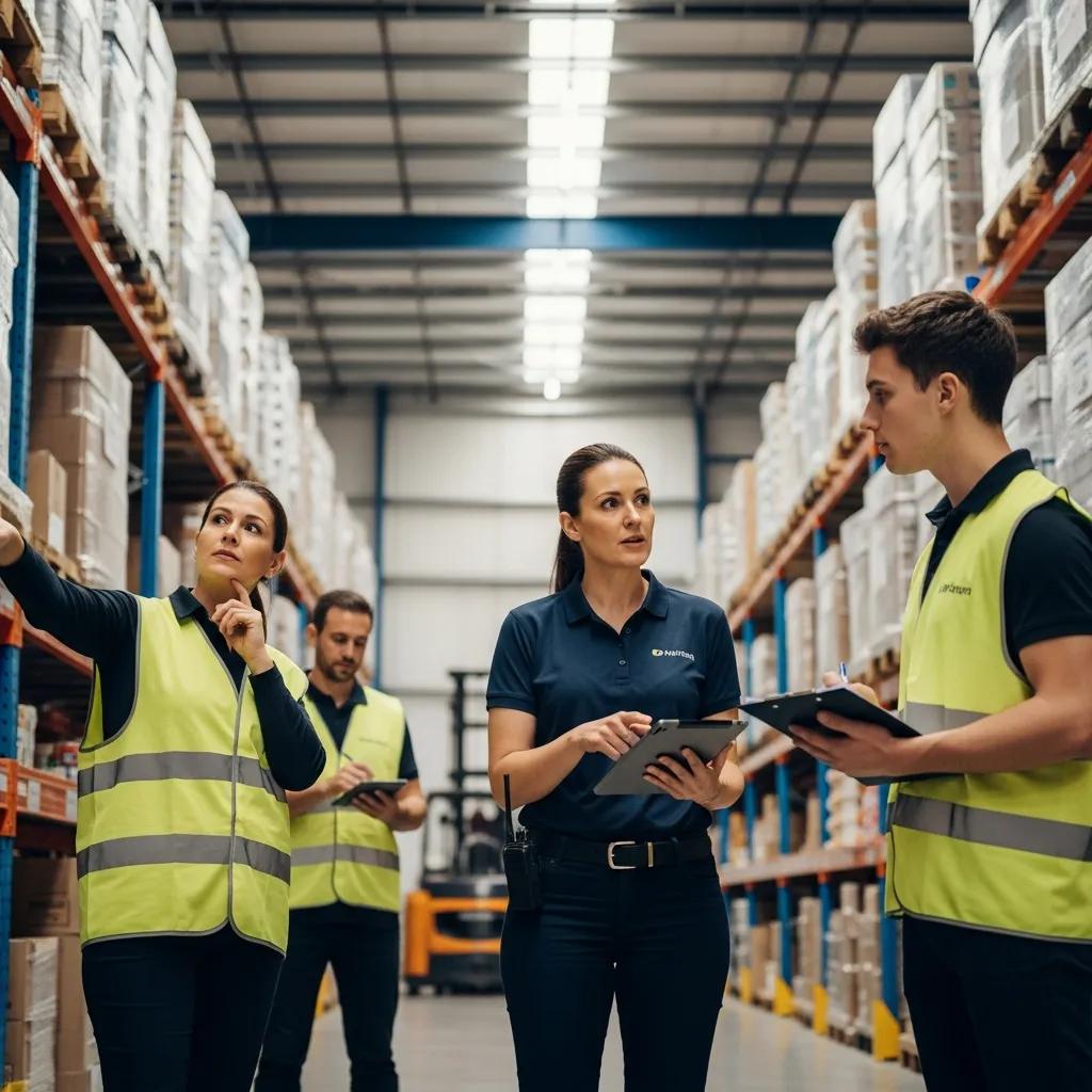 Warehouse team leader coordinating tasks and fostering teamwork among employees