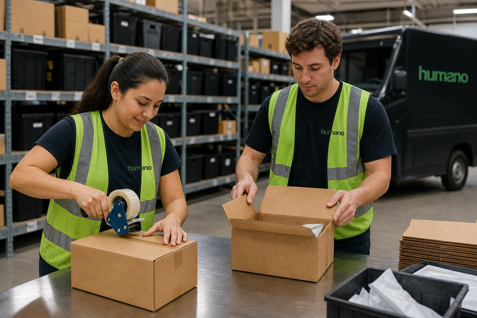 Fulfillment center workers packing orders, showing the cost-per-unit differences between in-house and outsourced fulfillment