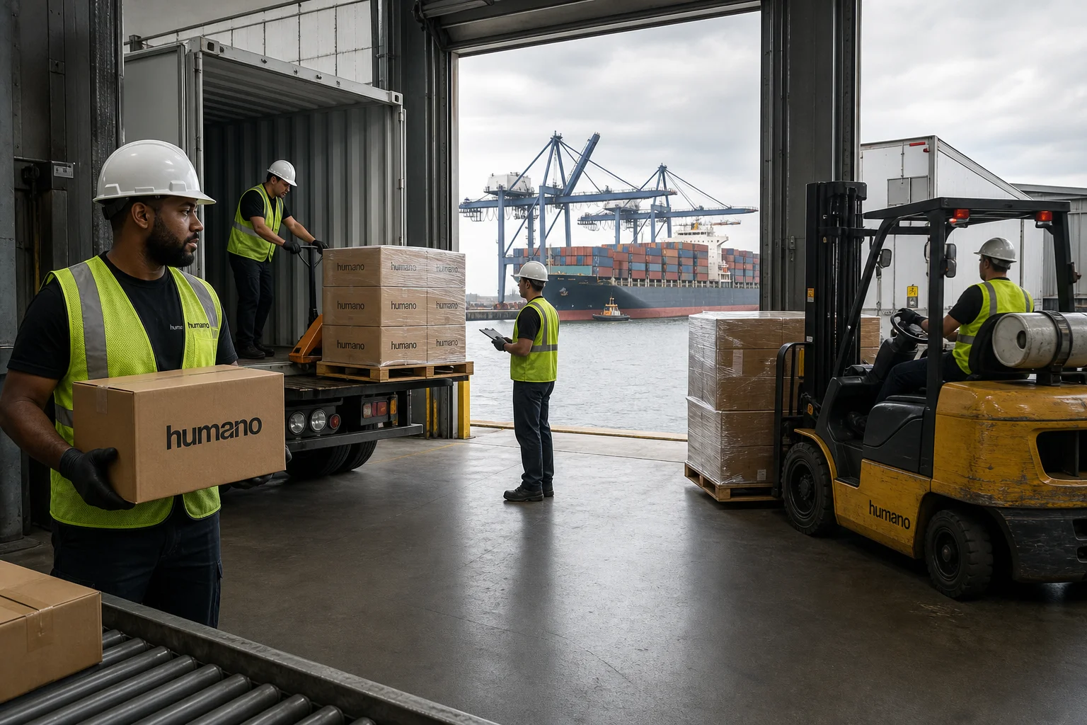 Warehouse crew unloading a shipping container for same-day cross docking in New Jersey